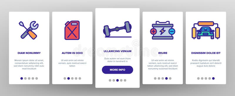 Vecteur linéaire Onboarding de service de voiture illustration libre de droits Vecteur linéaire Onboarding de service de voiture illustration libre de droits