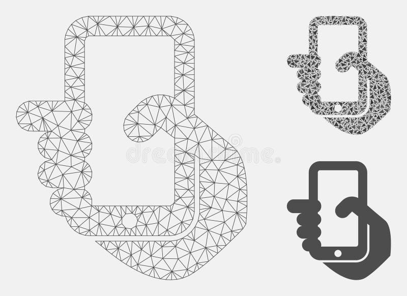 Vecteur Mesh Wire Frame Model de téléphone portable et icône de mosaïque de triangle illustration libre de droits Vecteur Mesh Wire Frame Model de téléphone portable et icône de mosaïque de triangle illustration libre de droits