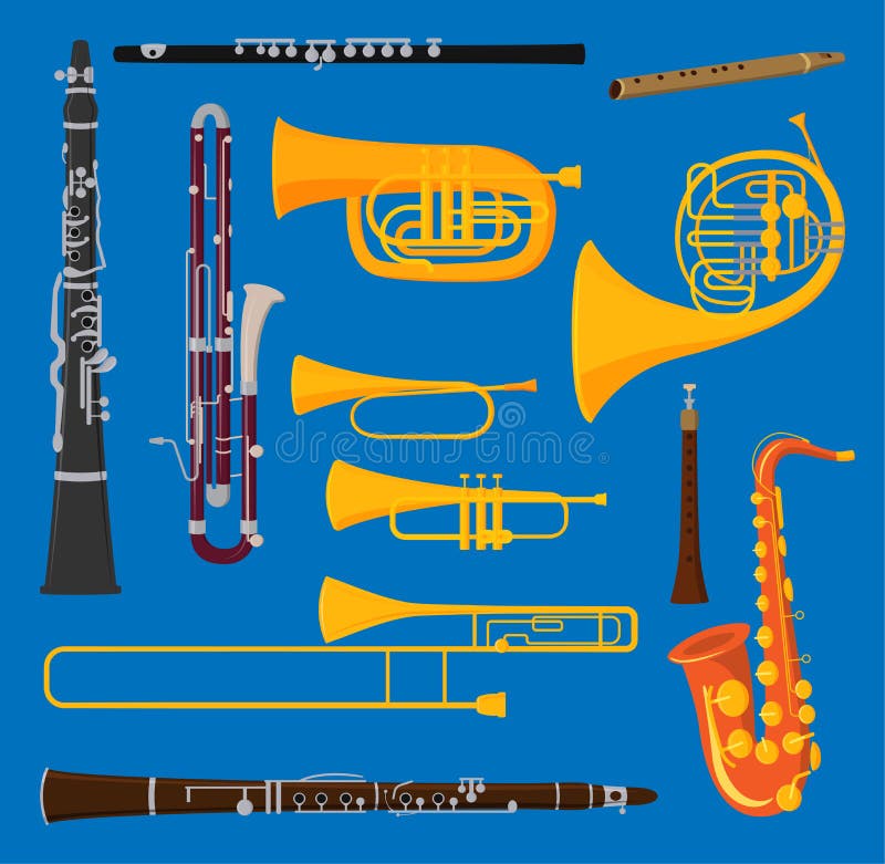 Musical wind air tube brass instruments vector isolated on background blow blare studio acoustic shiny musician brass equipment tube orchestra trumpet sound metal woodwind tool. Musical wind air tube brass instruments vector isolated on background blow blare studio acoustic shiny musician brass equipment tube orchestra trumpet sound metal woodwind tool.