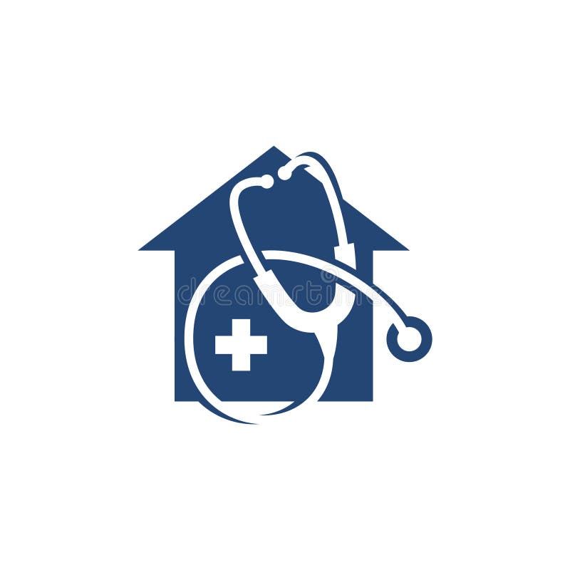 Vecteur médical de conception de logo de la maison de stéthoscope. Vecteur à la maison de soins de santé de clinique