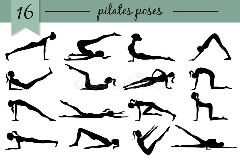 Vecteur réglé avec des icônes de pilates illustration libre de droits