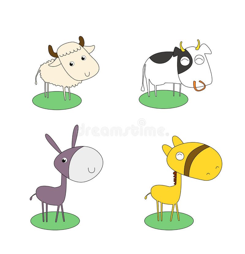 Farm Animal set Vector Illustration. Farm Animal set Vector Illustration