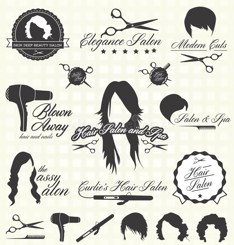 Vecteur réglé : Rétros labels et icônes de salon de coiffure illustration de vecteur Vecteur réglé : Rétros labels et icônes de salon de coiffure illustration de vecteur