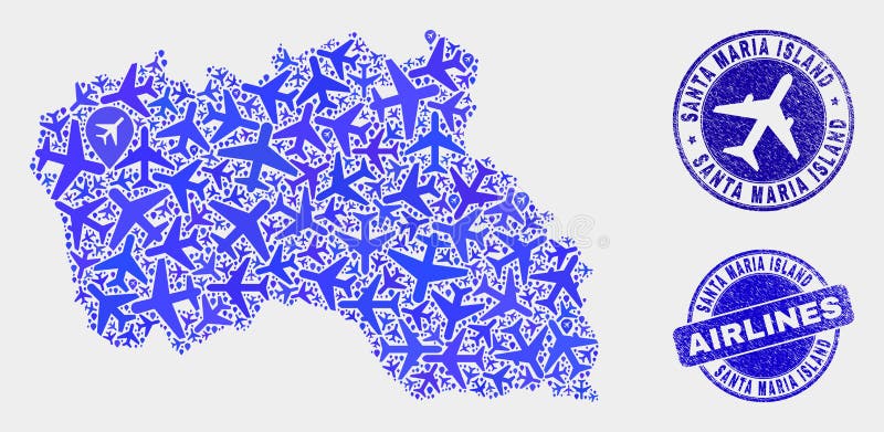 Vecteur Santa Maria Island Map de composition en avions et joints grunges illustration stock Vecteur Santa Maria Island Map de composition en avions et joints grunges illustration stock