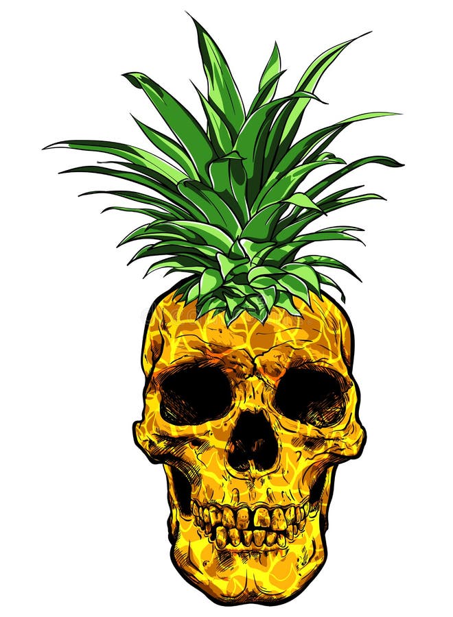 Vecteur tiré par la main d'illustration d'ananas de fruit de crâne illustration stock Vecteur tiré par la main d'illustration d'ananas de fruit de crâne illustration stock