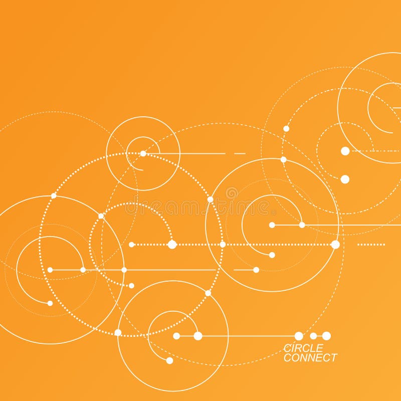 Vector abstract background. Circles technology pattern Rounded lines with connect dots. Dynamic illustration vector illustration