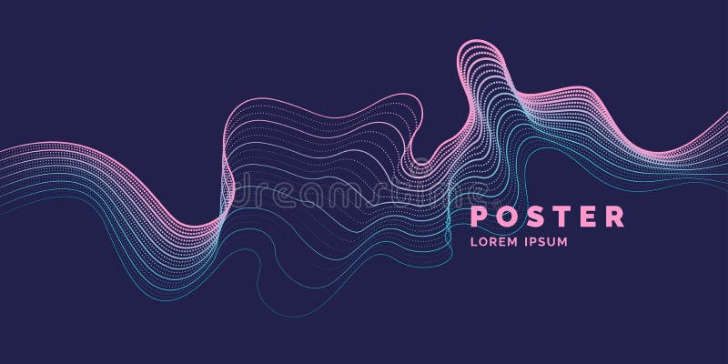 Vector abstract background with a colored dynamic waves, line and particles. vector illustration