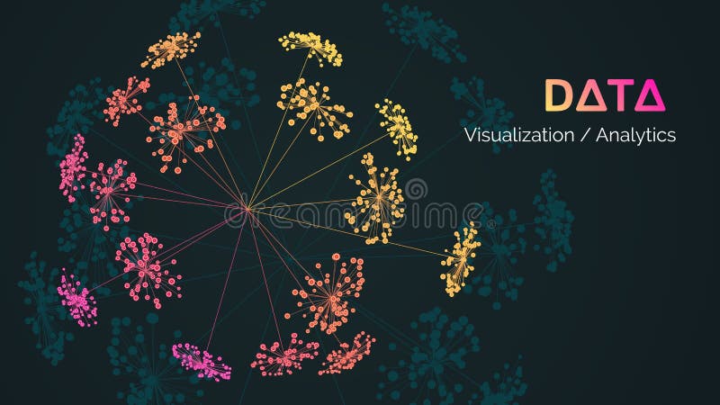Vector abstract big data visualization. Visual information complexity. Information clustering representation vector illustration