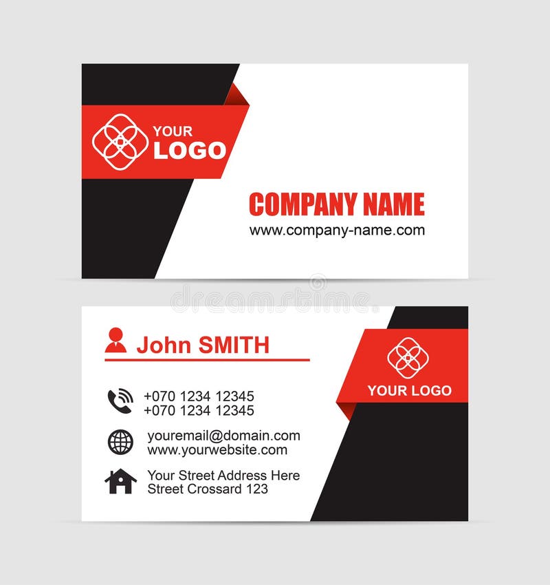 Abstract Black and Red Business Card Template Stock Vector ...