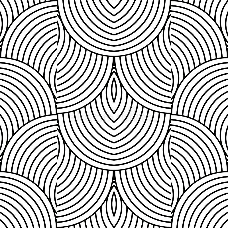 Vector Abstract Black and White Linear Seamless Pattern vector illustration