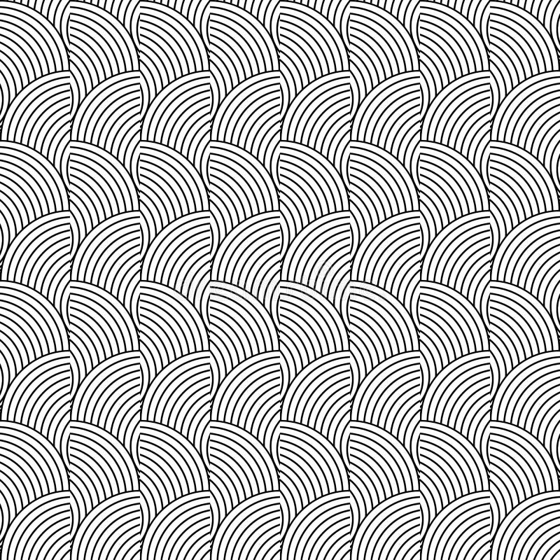 Vector Abstract Black and White Linear Seamless Pattern stock illustration