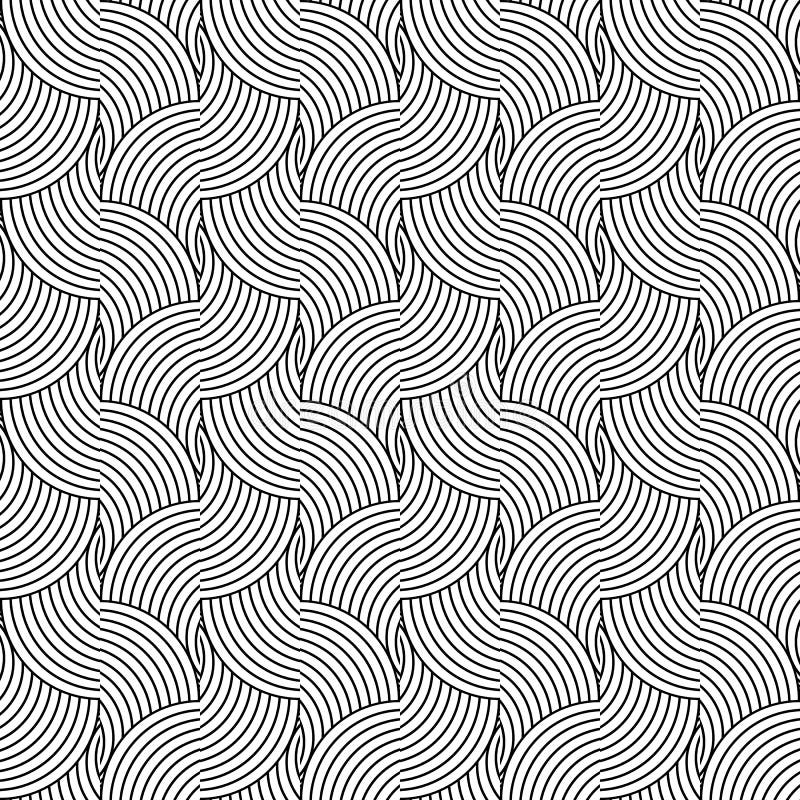Vector Abstract Black and White Linear Seamless Pattern vector illustration