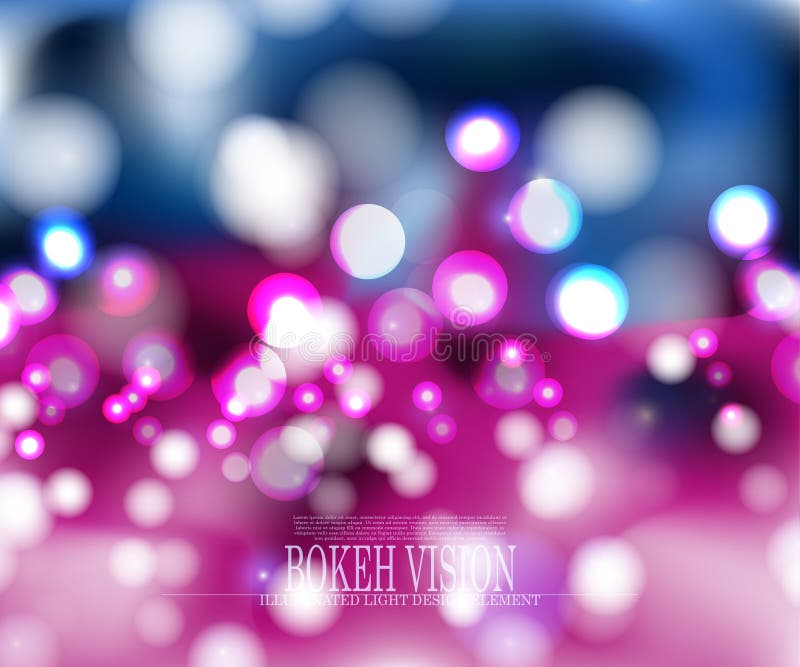 Vector abstract bokeh vision pink background design II, illuminated light effect vector illustration