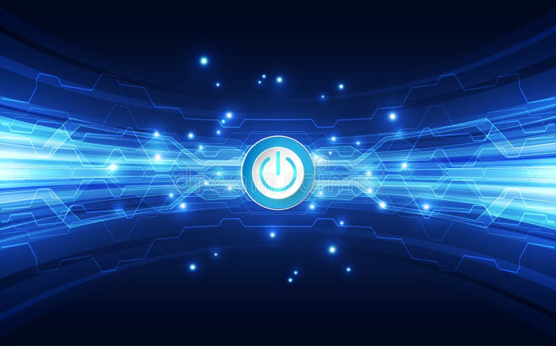Vector Abstract button power futuristic high digital technology blue color background, illustration web royalty free illustration