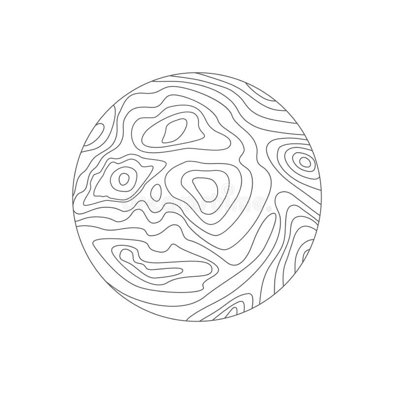 Vector abstract circular map pattern with wavy lines