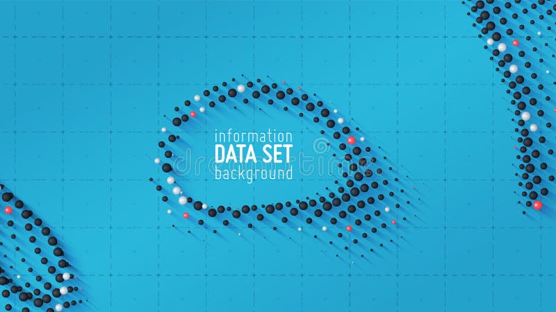 Vector abstract data sorting visualization background. Big data. Sorted data as tiny spheres. Information analytics concept. Filtering machine algorithms. Vector technology background. Trendy cover