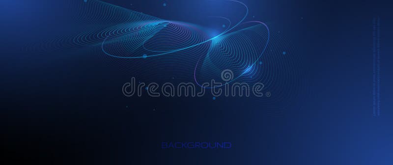 Vector abstract dynamic geometric shape, wave flow line, light effect and texture on blue gradient color stock illustration