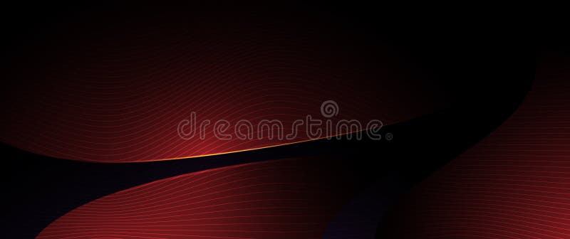 Vector abstract dynamic geometric shape, wave flow line, light effect and texture on red gradient color stock illustration