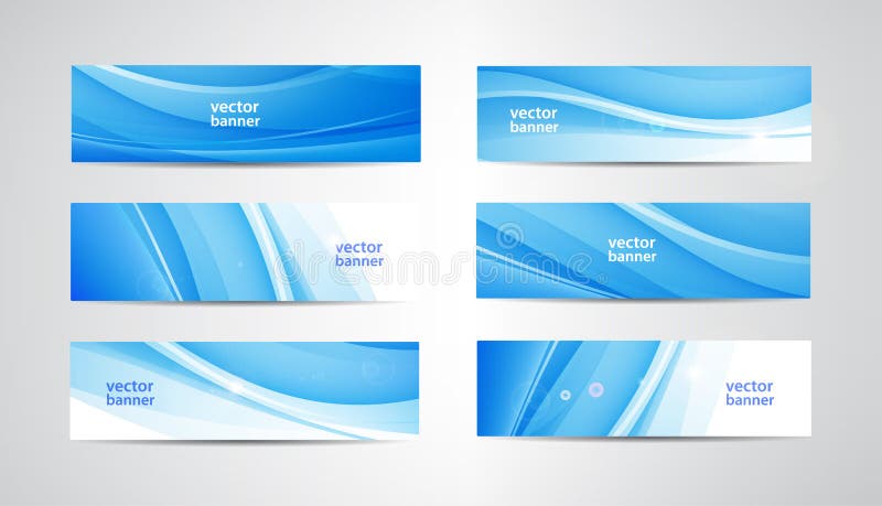 Vector abstract flow wavy banners set. Water, stream, energy stream horizontal backgrounds. Wave Liquid, transparent