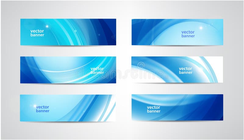 Vector abstract flow wavy banners set. Water, stream, energy stream horizontal backgrounds. Wave Liquid, transparent