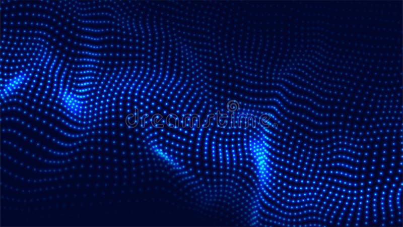 Vector abstract blue futuristic background. Big data visualization. Digital dynamic wave of particles royalty free stock images