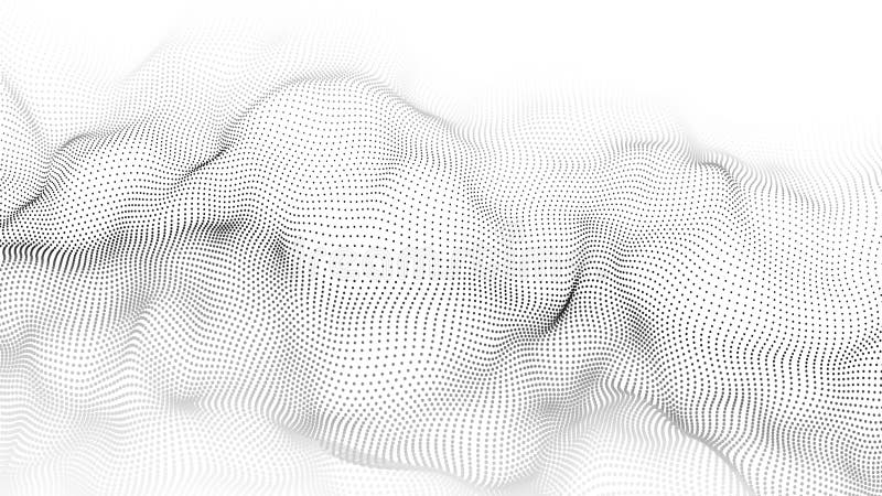 Vector abstract white futuristic background. Big data visualization. Digital dynamic wave of particles royalty free stock photography