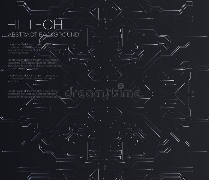Vector Abstract futuristic circuit board, Illustration high computer technology dark black color background. royalty free illustration