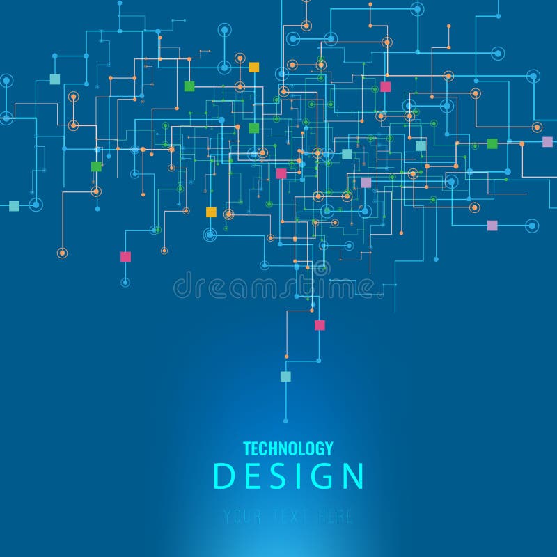 Vector Abstract futuristic circuit board, Illustration high computer technology dark blue color background. Hi-tech digital techno vector illustration