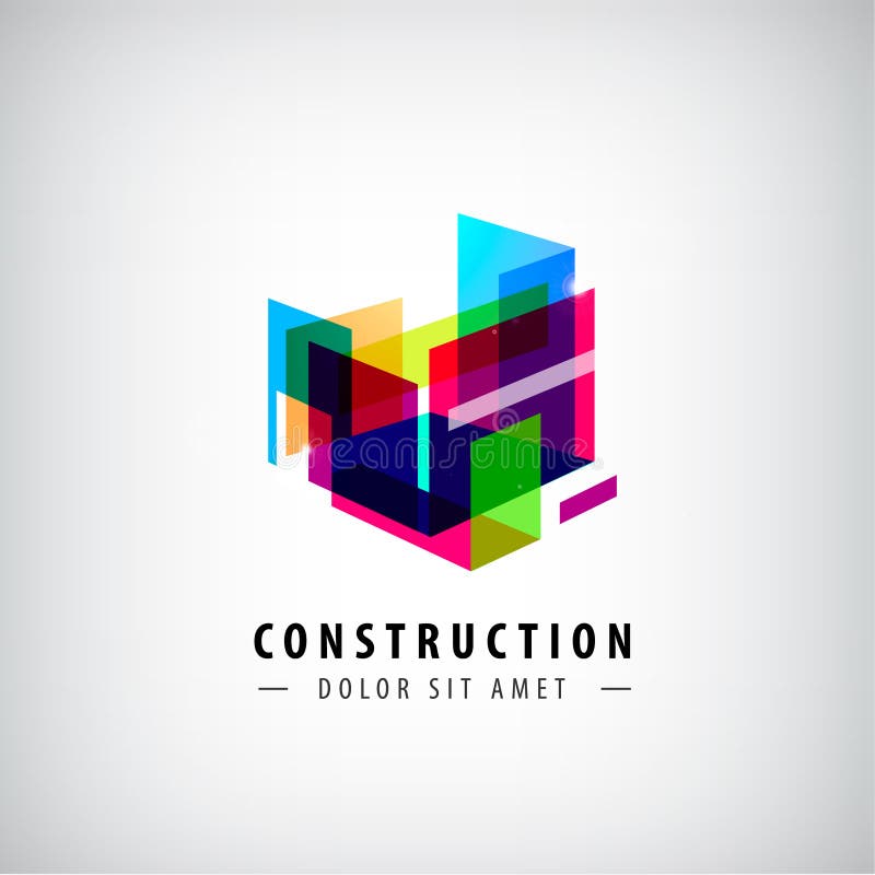 Vector abstract geometric construction, structure logo. Colorful 3d architecture stock illustration Vector abstract geometric construction, structure logo. Colorful 3d architecture stock illustration