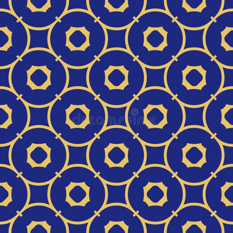 Vector abstract geometric seamless pattern. Deep blue and yellow ornament