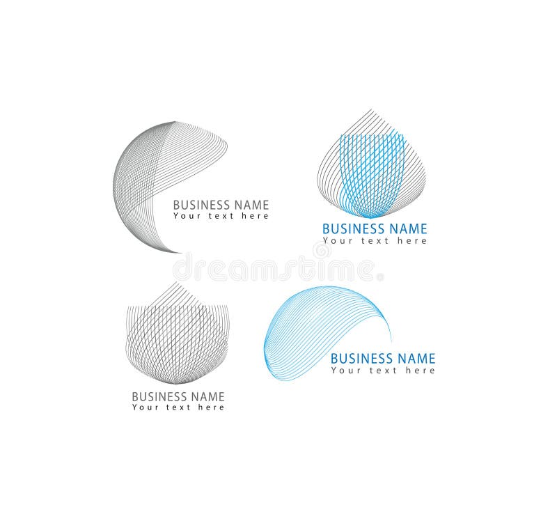 Vector abstract grid, round, circle shapes grid pattern logo icons set for corporate and business identity. royalty free illustration