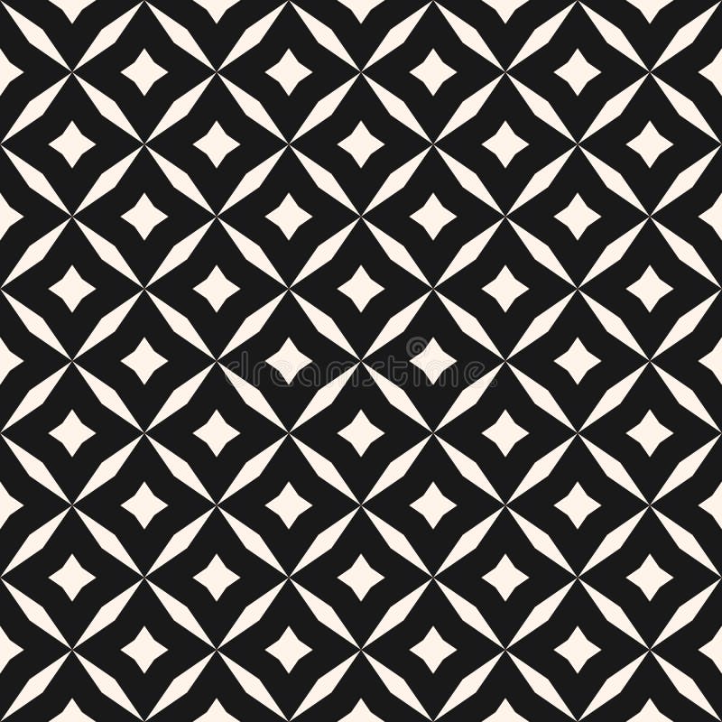 Black and white vector abstract seamless pattern with grid, diamond shapes, stars, rhombuses, lattice, repeat tiles stock illustration Black and white vector abstract seamless pattern with grid, diamond shapes, stars, rhombuses, lattice, repeat tiles stock illustration