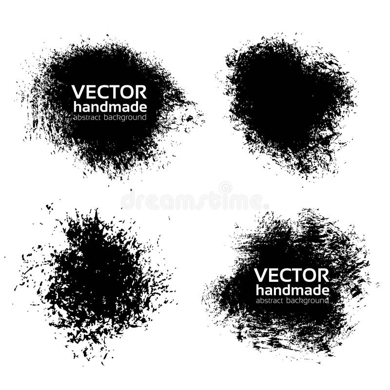 Vector abstract handmade black strokes - backgrounds painted by dry brush isolated on a white royalty free illustration
