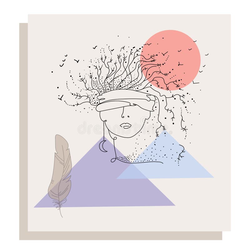 Surreal vector design, Person Woman blindfolded and tied body, psychedelic.  Drawing in minimal style single line. Isolated on white background.  Inclusiveness. Print and poster art. Vector design 5539284 Vector Art at  Vecteezy