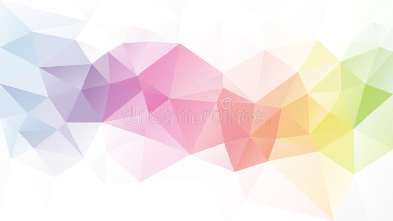 Vector irregular polygon background - triangle low poly pattern - light pastel full spectrum multi color rainbow strip royalty free illustration