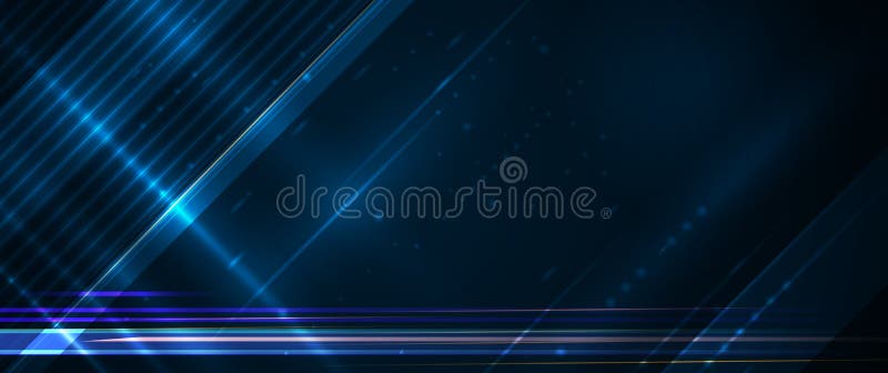 Vector abstract lines pattern design and light effect. High speed movement and motion blur over dark blue background