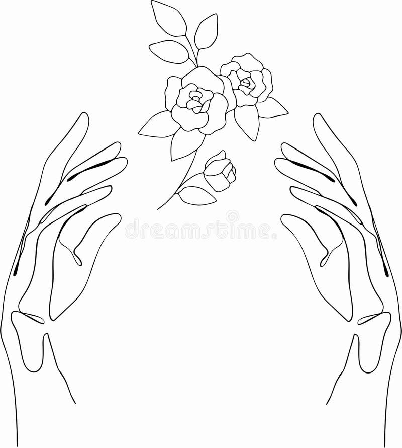 Vector Abstract Logo Design Hand with Rose Symbol Stock Illustration