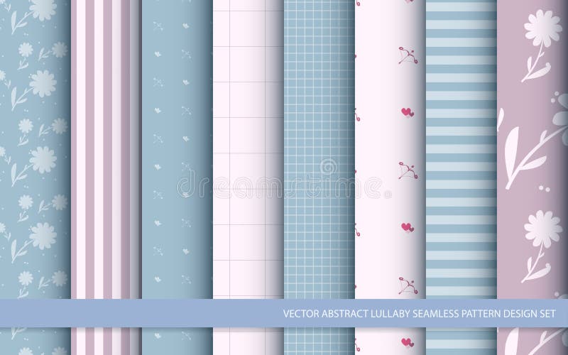 Vector abstract lullaby seamless pattern design set stock illustration