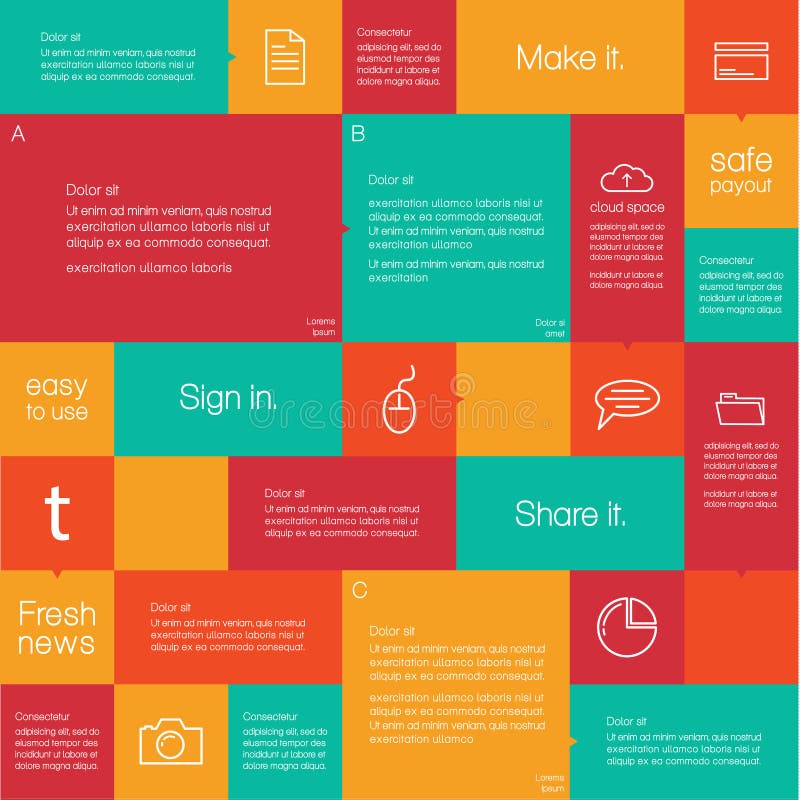 Vector abstract sjabloon. Mosaic plat sjabloon stock illustratie