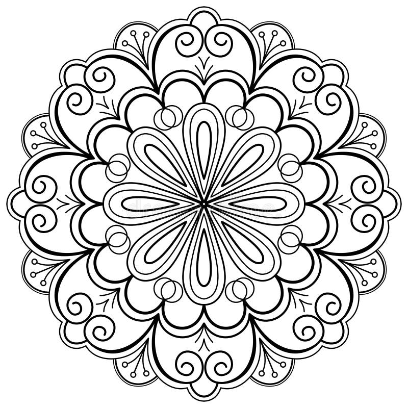 Vector abstract mandala pattern. Coloring book Lace pattern The tattoo.  mandala coloring pages. Adults Mandala Coloring Page for KDP Mandala.  Coloring Page. Coloring page mandala background. Stock Vector