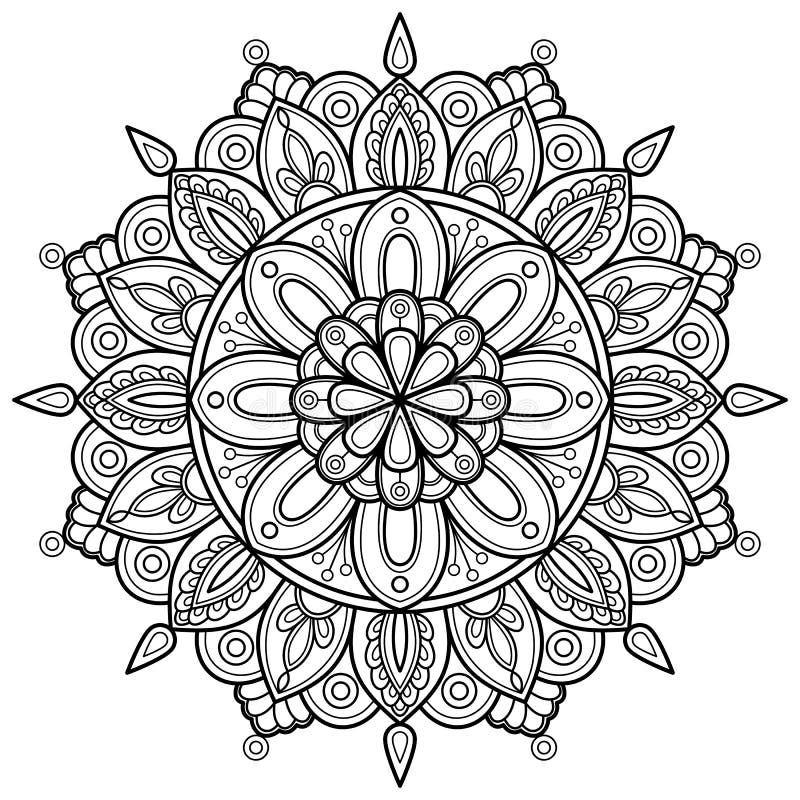 Vector abstract mandala pattern. Coloring book Lace pattern The tattoo.  mandala coloring pages. Adults Mandala Coloring Page for KDP Mandala.  Coloring Page. Coloring page mandala background. Stock Vector