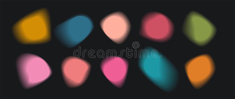 Vector abstract muted color palette elements set. Collection of colorful gradient transitions. Soft liquid blurred blots, splashes royalty free illustration