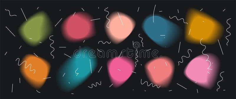 Vector abstract muted color palette elements set. Collection of colorful gradient transitions. Soft liquid blurred blots, splashes stock illustration