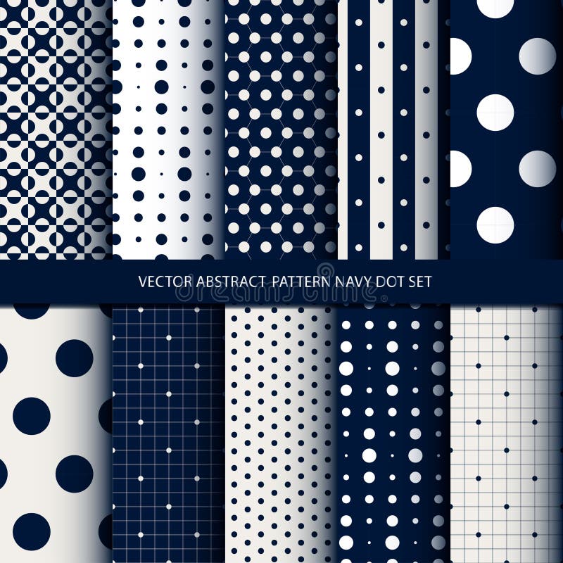 Vector abstract pattern navy dot set stock illustration