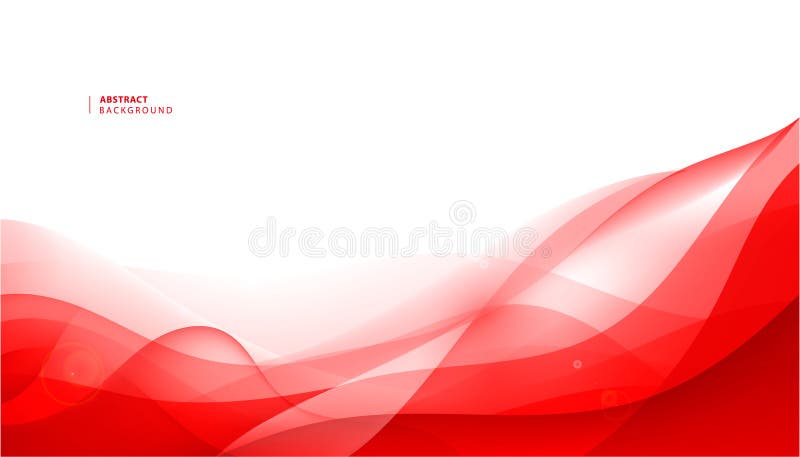 Vector abstract red wavy background. Curve flow motion.