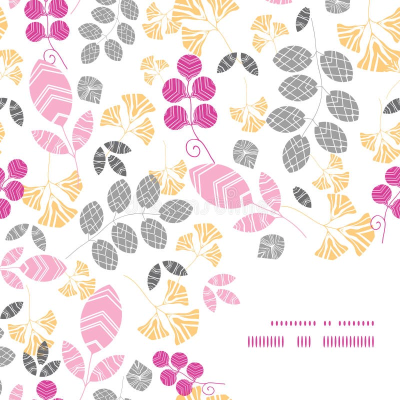 Vector abstract roze, geel en grijs bladerenkader royalty-vrije illustratie Vector abstract roze, geel en grijs bladerenkader royalty-vrije illustratie