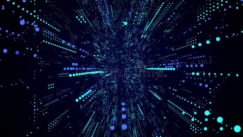 Vector abstract sci-fi tunnel. Digital database cyberspace. Decoding algorithms hacked software in funnel. Wormhole with cyber vector illustration