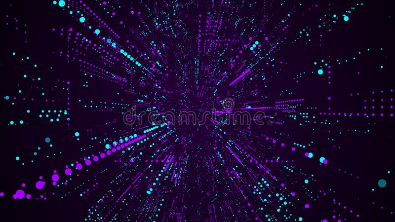 Vector abstract sci-fi tunnel. Digital database cyberspace. Decoding algorithms hacked software in funnel. Wormhole with cyber vector illustration