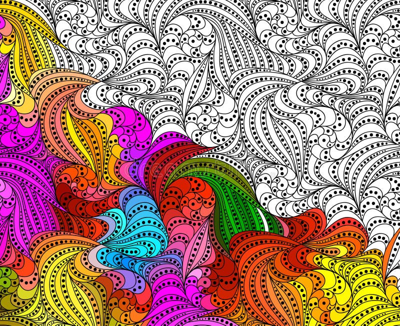 Vector abstract seamless fantasy pattern hand drawn ornaments stock illustration