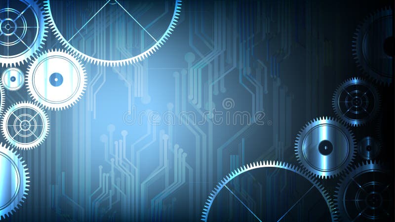 Vector abstract technological gears on circuit background vector illustration
